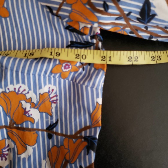 WHO WHAT WEAR Floral Stripe Long sleeve Blouse L - Picture 7 of 8